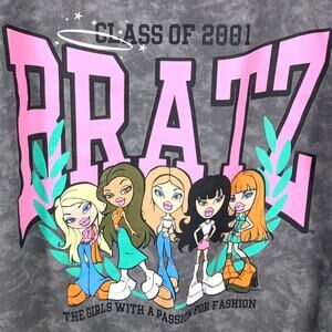 Bratz Class of 2001 Gray Wash Sweatshirt Women's Small Y2K Graphic Crewneck